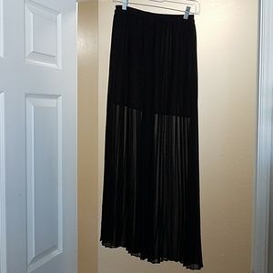 Black Mini Skirt with Long Sheer Overlay